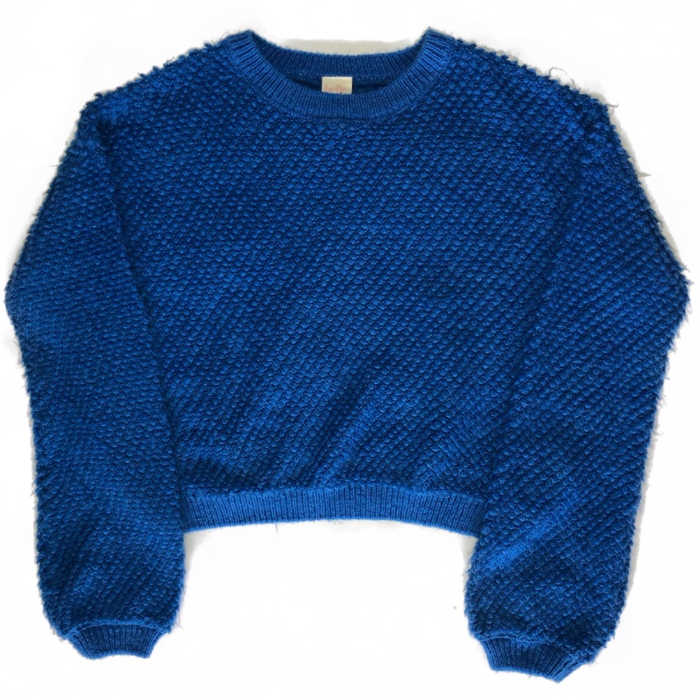 Royal Blue Bell Sleeved Popcorn Knit Sweater